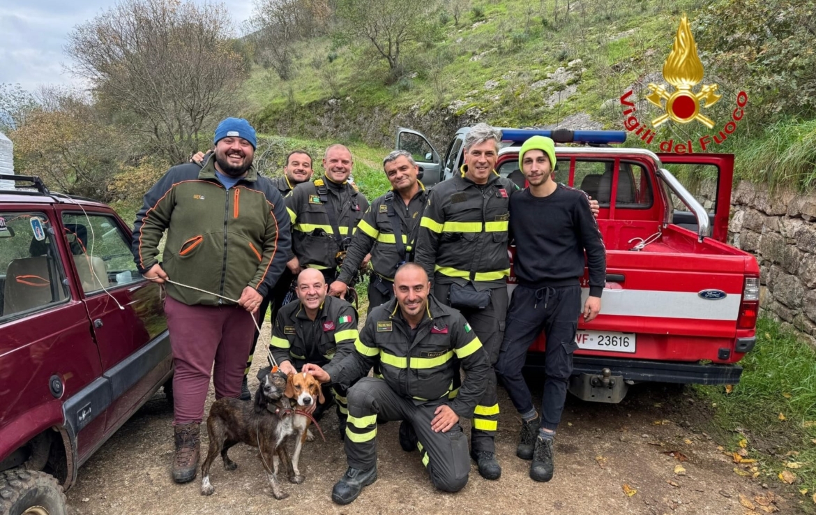 Giù in un dirupo, i pompieri salvano Argo e Yuma
